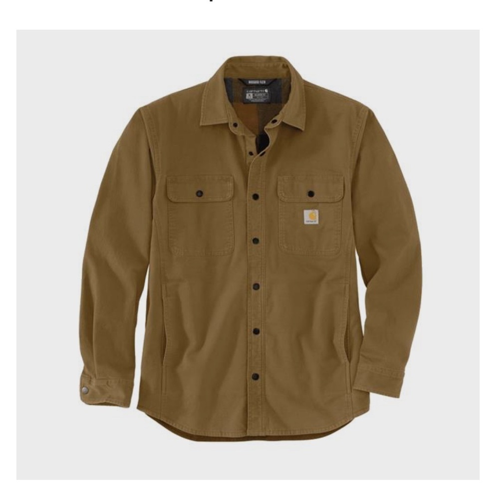 Carhartt Men's Rugged Flex Relaxed Fit Canvas Fleece-Lined Shirt Jac